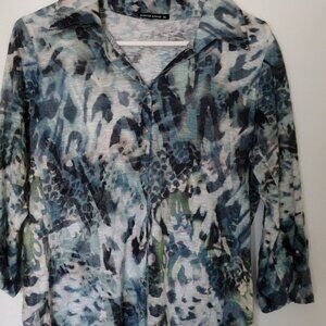 David Cline Kringle Snap Front Blouse Top Sz XL with 3/4 sleeve